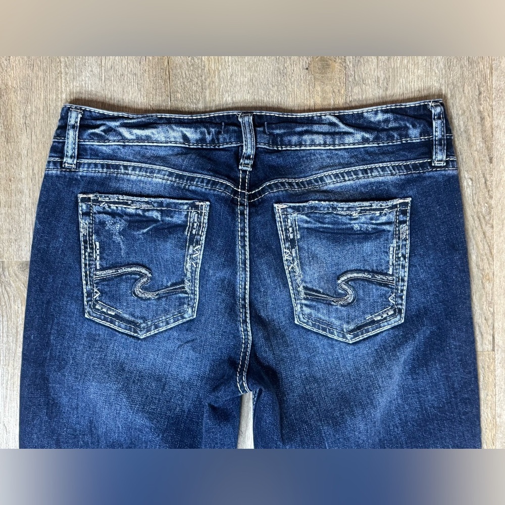 SILVER JEANS CO Elyse Skinny Classic Blue Wash Distressed Denim Jeans, Size 28 - Picture 9 of 12